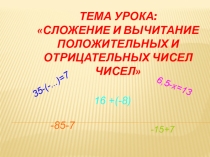 Урок математики в 6 классе Сложение и вычитание чисел с разными знаками