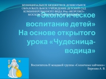 Экологическое воспитание детей на основе открытого занятия Чудесница Водица