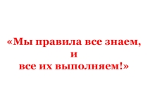 Презентация к мероприятию Мы правила все знаем, и все их выполняем!