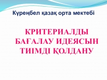 Критериалды бағалау идеясын тиімді қолдану