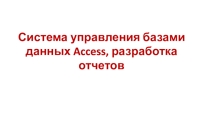 Презентация по информатике и ИКТ на тему: Создание отчета в базах данных Access (11 класс)