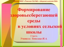 Презентация Формирование здоровьесберегающей среды в условиях сельской школы 2 ч