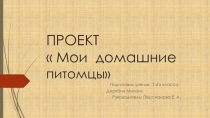 Презентация к проектной работе  Мои домашние питомцы
