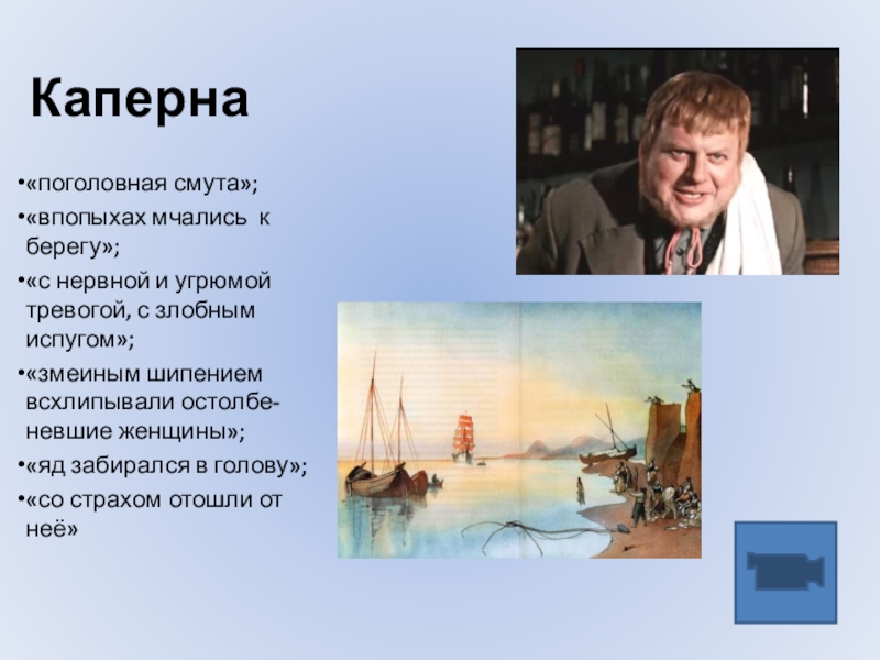 Презентация по литературе Нужны ли в нашей жизни чудеса? Каперна«поголовная смута»;«впопыхах мчались к берегу»;«с нервной и угрюмой тревогой, с злобным Каперна«поголовная смута»;«впопыхах мчались к берегу»;«с нервной и угрюмой тревогой, с злобным испугом»;«змеиным шипением всхлипывали остолбе-невшие женщины»;«яд забирался