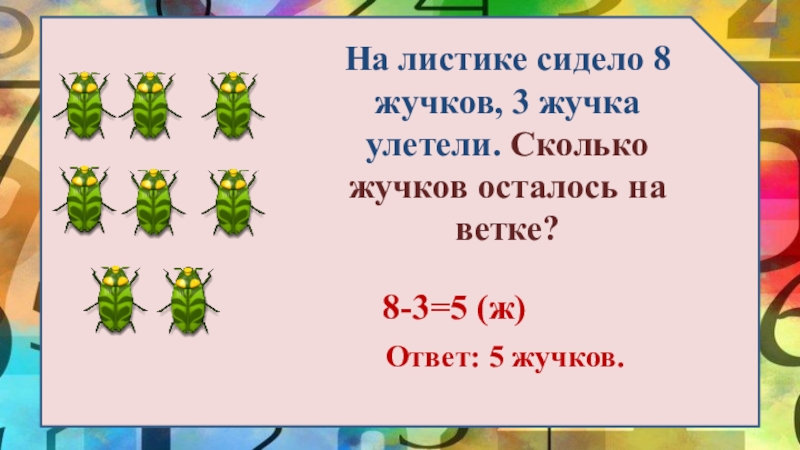 Запиши цифрами сколько жучков нарисовал художник на каждой картинке ответы