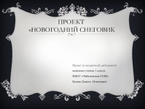 Презентация по внеурочной деятельности Новогодний снеговик (проект)