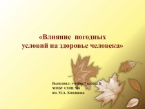 Презентация. Исследовательская работа по географии на тему: Влияние погодных условий на здоровье человека.