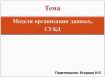 Презентация по информатике на тему Модели организации данных