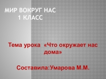 Презентация по окружающему миру на тему: Что окружает нас дома?