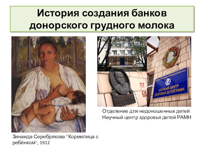 Принципы сестринской деятельности в организации работы банка донорского молока История создания банков донорского грудного молокаЗинаида Серебрякова История создания банков донорского грудного молокаЗинаида Серебрякова