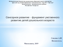 Сенсорное развитие - фундамент умственного развитие детей дошкольного возраста