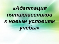 Презентация к родительскому собранию.Адаптация пятиклассников к новым условиям учёбы