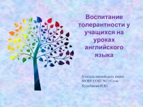 Воспитание толерантности у учащихся на уроках английского языка