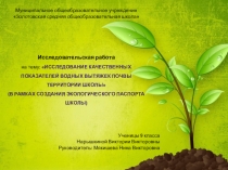 ИССЛЕДОВАНИЕ КАЧЕСТВЕННЫХ ПОКАЗАТЕЛЕЙ ВОДНЫХ ВЫТЯЖЕК ПОЧВЫ ТЕРРИТОРИИ ШКОЛЫ (В РАМКАХ СОЗДАНИЯ ЭКОЛОГИЧЕСКОГО ПАСПОРТА ШКОЛЫ