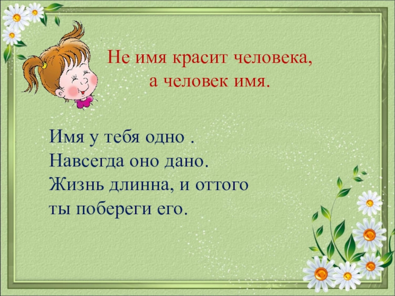 Презентация имена 3 класс. Имена людей. Не имя красит человека а человек. Пословица не имя красит человека а человек имя. Человек красит имя.