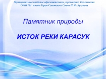Презентация по географии на тему  Памятник природы Исток реки Карасук