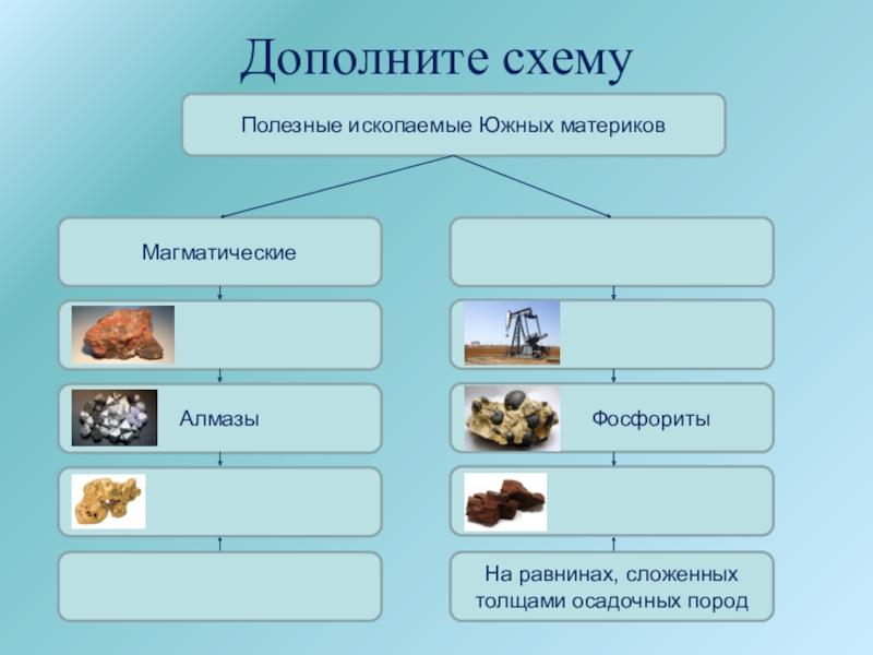 География материков и океанов Дополните схему Дополните схему