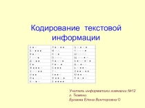Кодирование текстовой информации 10 класс.