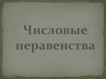 Числовые неравенства