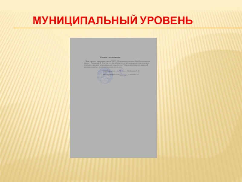 Презентация Портфолио учителя начальных классов Муниципальный уровень Муниципальный уровень