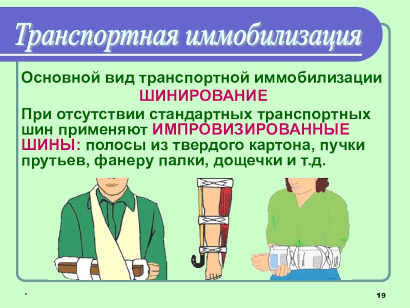 Транспортная иммобилизация. Понятие иммобилизация. Виды транспортной иммобилизации. Понятие о транспортной иммобилизации.