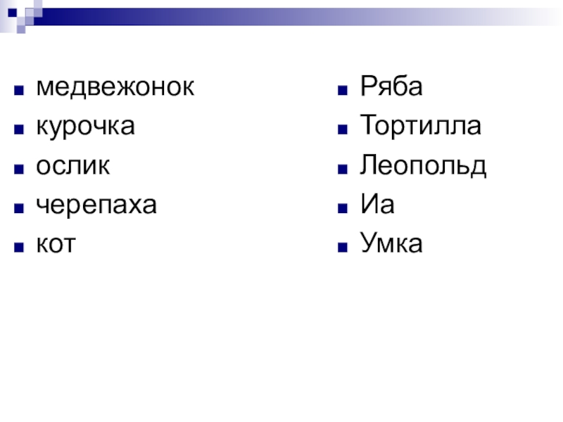 Презентация урока имена собственные медвежоноккурочкаосликчерепахакотРябаТортиллаЛеопольдИаУмка медвежоноккурочкаосликчерепахакотРябаТортиллаЛеопольдИаУмка