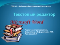 Мультимедийная презентация на тему: Работа с текстовым редактором MS.Word