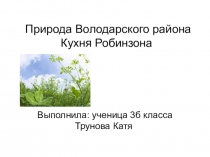 Природа Володарского района. Кухня Робинзона. Трунова Катя 3б класс