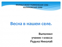 Презентация по окружающему миру Весна в нашем селе(1 класс)
