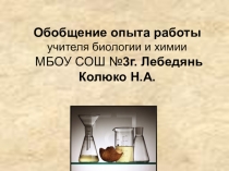 Презентация Обобщение опыта работы учителя биологии и химии Колюко Н.А.