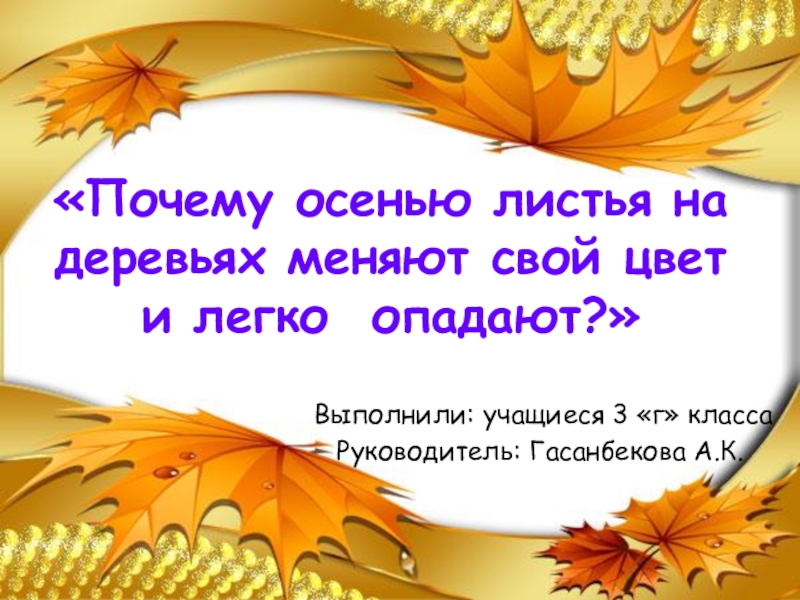 Почему листья опадают осенью презентация