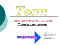 Тест по теме Сложение отрицательных чисел