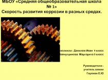 Презентация по химии на тему Скорость развития коррозии в разных средах.