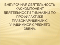 Презентация к выступлению Внеурочная деятельность как компонент деятельности гимназии по профилактике правонарушений