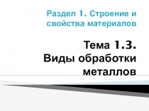 Презентация по материаловедению на тему Виды обработки металлов и сплавов