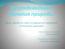 Презентация Первые химические опыты