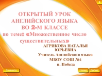 Презентация Множественное число имен существительных 2 класс