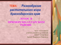 Урок-презентация по кубановедению на тему Растительный мир Кубани.Лотос.
