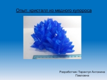 Презентация по химии Опыт.Кристалл из медного купороса