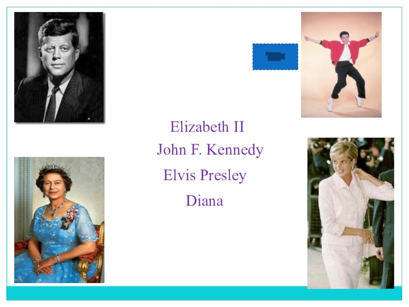 Презентация по английскому языку на тему Известные личности. Введение инфинитива John F. KennedyElizabeth IIElvis PresleyDiana John F. KennedyElizabeth IIElvis PresleyDiana