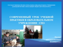 СОВРЕМЕННЫЙ УРОК УЧЕБНОЙ ПРАКТИКИ В ОБРАЗОВАТЕЛЬНОМ УЧРЕЖДЕНИИ СПО