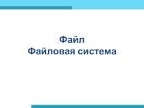 Презентация по информатике Файл. Файловая система