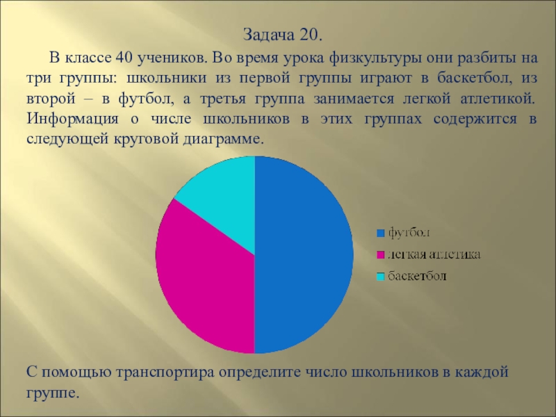 Диаграмм футбол. Задача на теорию вероятность с диаграммой. 40 Учеников в классе. В классе 40 человек в баскетбол играют. Для чего играют в футбол диаграмма.