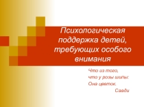 Презнетация Психологическая поддержка детей, требующих особого внимания