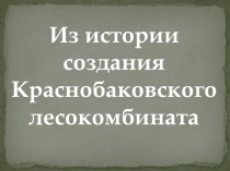 Из истории Краснобаковского лесокомбината