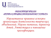 Презентация Нормативные правовые аспекты организации деятельности творческих объединений