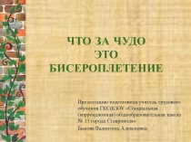 Презентация к открытому уроку технологии по теме: Что за чудо это бисероплетение. 8 класс