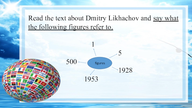 Презентация по английскому Dmitry Likhachov (11 класс) Read the text about Dmitry Likhachov and say what the following Read the text about Dmitry Likhachov and say what the following figures refer to.