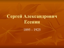 Презентация по литературе Сергей Александрович Есенин