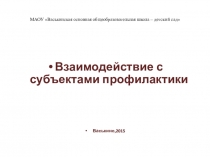 Взаимодействие с субъектами профилактики